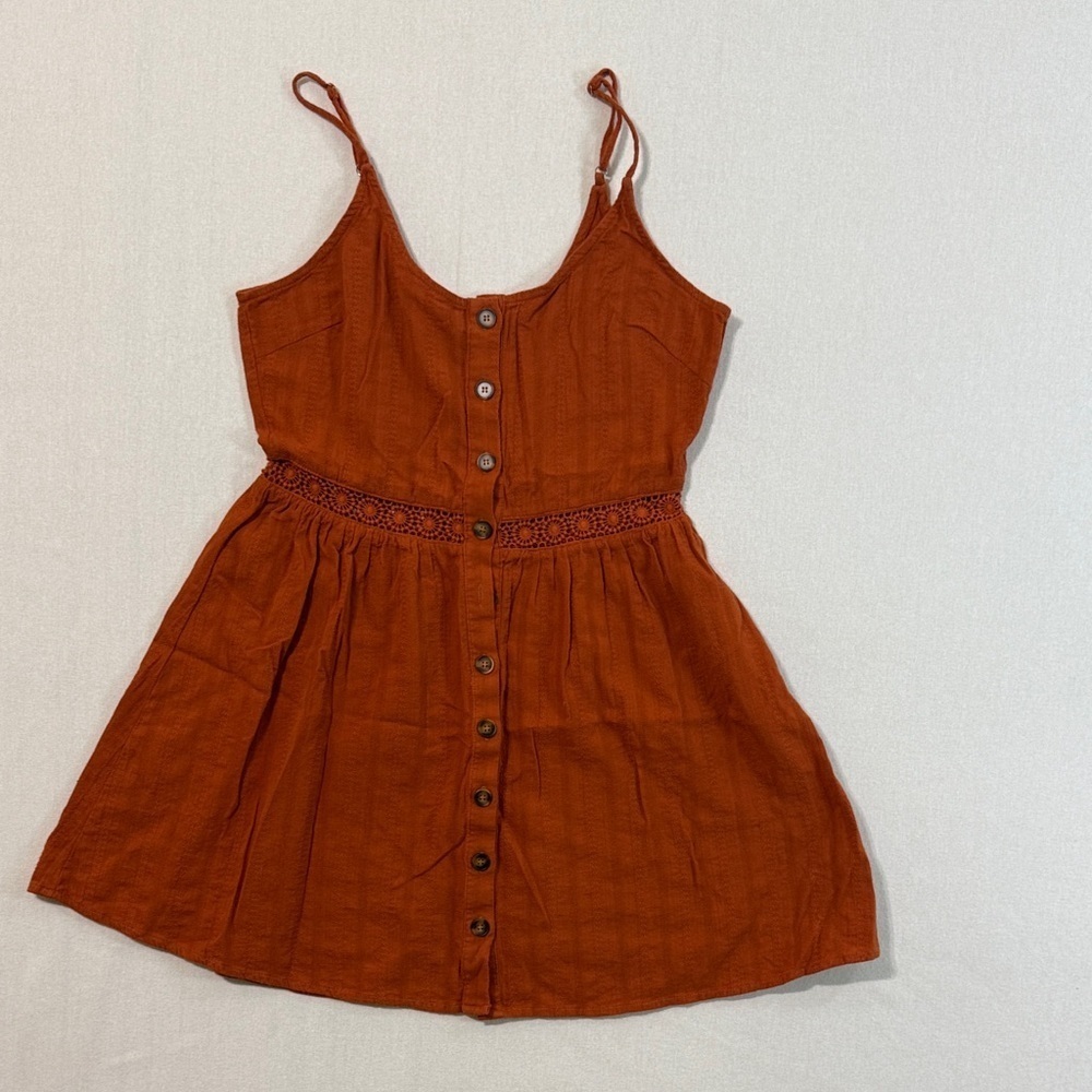 Lumiere Women's Button-Front Mini Dress in Warm Orange